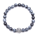 Wholesale 8mm Zinc Alloy Snowflake Stone Expandable Beaded Lion Bracelet